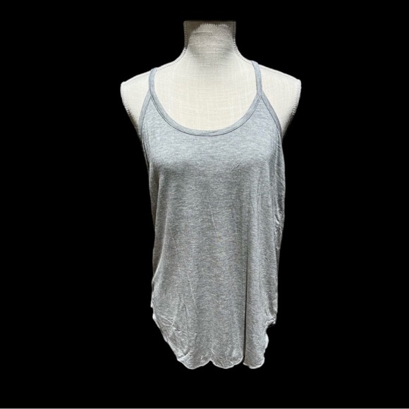 🌻NEW (w/tag) Chaser Gray Slub Ruffle T-back Camisole Tank Top Size Medium - Picture 2 of 7